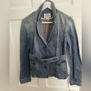 Ralph Lauren NWT denim jacket, belt, front pockets, faded med wash coloring